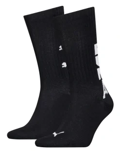 Puma 2 Pack Graphic Logo Sports Crew Socks Black