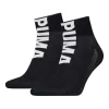 Puma 2 Pack Graphic Logo Sports Quarter Crew Socks Black