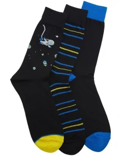 Oxford Blast Off 3 Pack Socks Navy