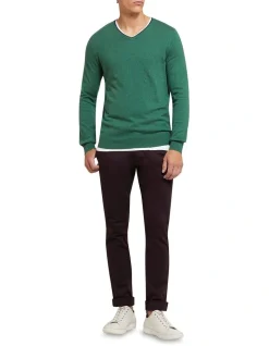 Oxford Perry Tipping V-Neck Cashmere Blend Pullover Green -Coats Sales Store 905637160 5 720x928