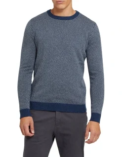 Oxford Tully Wool Blend Herringbone Knit Navy/Grey
