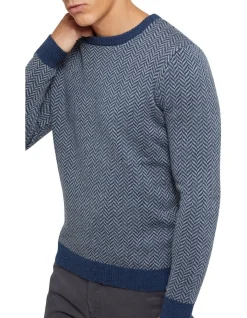 Oxford Tully Wool Blend Herringbone Knit Navy/Grey -Coats Sales Store 905637430 4 720x928