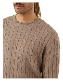 MJ Bale Mawson Cable Crew Knit In Oatmeal -Coats Sales Store 909451180 909402490 3 720x928