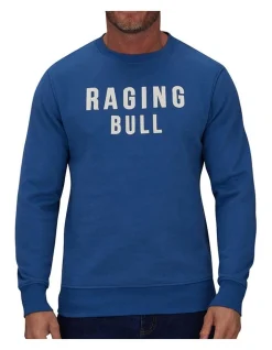 Raging Bull Applique Crew Neck Sweat In Blue