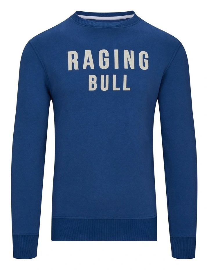 Raging Bull Applique Crew Neck Sweat In Blue 5 Raging Bull Applique Crew Neck Sweat In Blue - Image 3