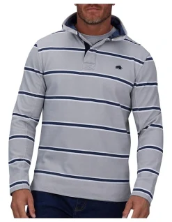 Raging Bull Stripe Pigment Dye 1/4 Zip Sweat In Grey