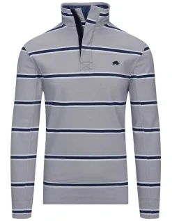 Raging Bull Stripe Pigment Dye 1/4 Zip Sweat In Grey -Coats Sales Store 915452020 3 720x928
