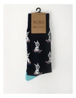 Kenji 1 Pair French Bulldog Crew Length Socks In Navy -Coats Sales Store 922015180 3 720x928