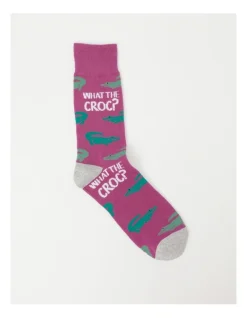 Kenji 1 Pair Croc Crew Length Socks In Pink