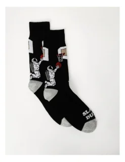 Kenji 1 Pair Slam Dunk Crew Length Socks In Black