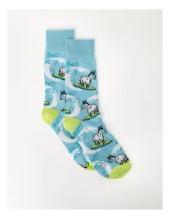 Kenji 1 Pair Bad Ass Crew Length Socks In Blue