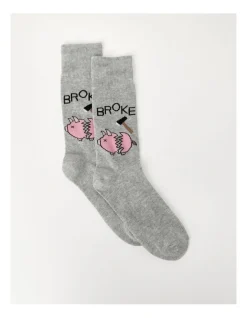 Kenji 1 Pair Broke Crew Length Socks In Grey