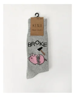 Kenji 1 Pair Broke Crew Length Socks In Grey -Coats Sales Store 922015990 3 720x928