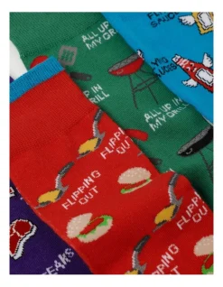 Kenji 4 Pair Pack Crew Socks In BBQ Designs -Coats Sales Store 922016440 3 720x928