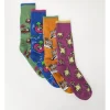 Kenji 4 Pair Pack Crew Socks In Summer Holiday Designs