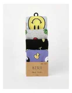 Kenji 4 Pair Pack Crew Socks In Smiling Designs -Coats Sales Store 922016890 3 720x928