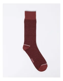 Blaq TP Fine Stripe Bamboo Socks In Burgundy