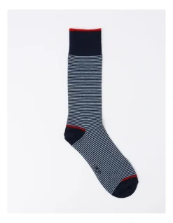Blaq TP Fine Stripe Bamboo Socks In Navy