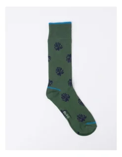 Blaq TP Palm Leaf Bamboo Socks In Green