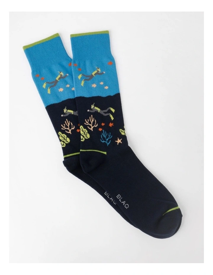 Blaq TP Diver Cotton Socks In Blue 4 Blaq TP Diver Cotton Socks In Blue - Image 2