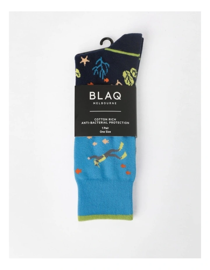 Blaq TP Diver Cotton Socks In Blue 5 Blaq TP Diver Cotton Socks In Blue - Image 3