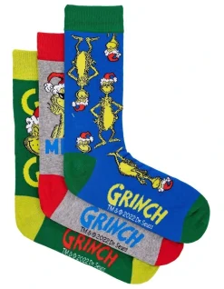 The Grinch Grinch Mean Socks 3-Pack Gift In Multi