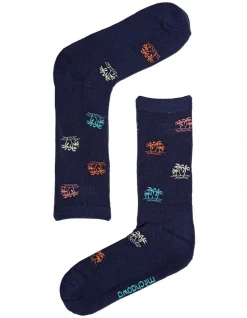 Mitch Dowd Men's Palms Bamboo Comfort Crew Socks In Navy