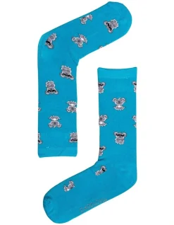 Mitch Dowd Cool Koala Bamboo Comfort Crew Socks In Turquoise