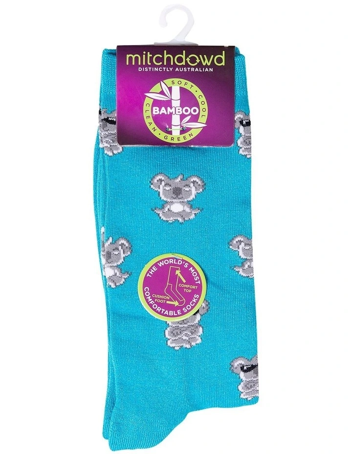 Mitch Dowd Cool Koala Bamboo Comfort Crew Socks In Turquoise 4 Mitch Dowd Cool Koala Bamboo Comfort Crew Socks In Turquoise - Image 2