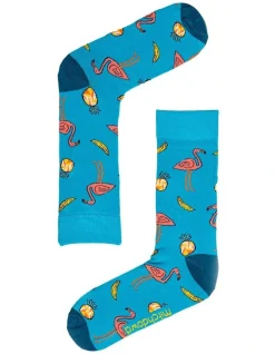 Mitch Dowd Men's Flamingo Bamboo Crew Socks In Blue