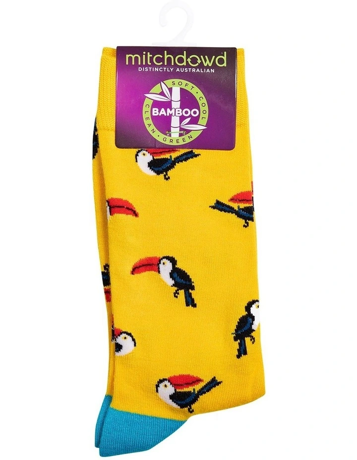 Mitch Dowd Golden Toucan Bamboo Crew Socks 4 Mitch Dowd Golden Toucan Bamboo Crew Socks - Image 2