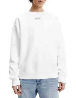 Calvin Klein Jeans Relaxed Sweatshirt In White -Coats Sales Store 926553880 4 720x928