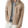 MJ Bale Connery Suede Aviator Jacket In Sand