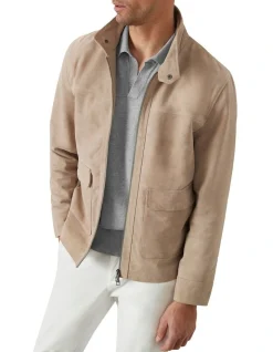MJ Bale Connery Suede Aviator Jacket In Sand