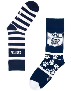 Foot-ies Geelong Heritage Stripe 2 Pack Cotton Socks In Navy/White