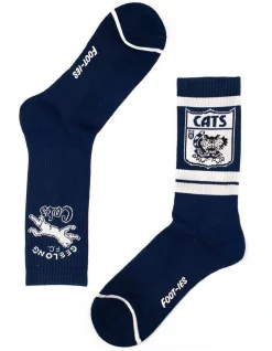 Foot-ies Geelong Cats Heritage Sneaker Socks 2 Pack Cotton In Navy/White