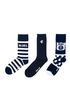 Foot-ies Carlton Heritage Socks 3 Pack Giftbox Cotton In Navy