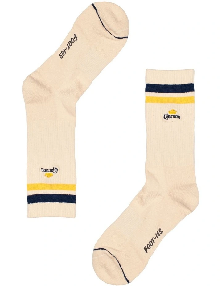 Foot-ies Retro Corona Sneaker Socks 2 Pack In Cream 6 Foot-ies Retro Corona Sneaker Socks 2 Pack In Cream - Image 4