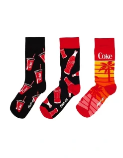 Coke Summer Socks Gift Box 3 Pack In Multi