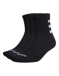 ADIDAS Half-Cushioned 3-Stripes Quarter Socks 3 Pairs In Black