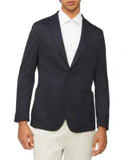 Calvin Klein Puppytooth Knit Blazer In Navy