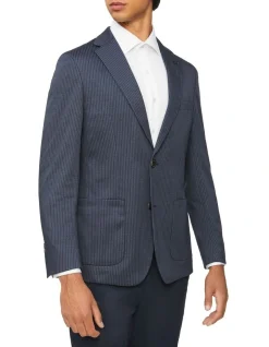 Calvin Klein Stripe Knit Blazer In Navy