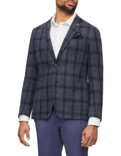 Van Heusen Black Label Large Window Pane Blazer In Navy