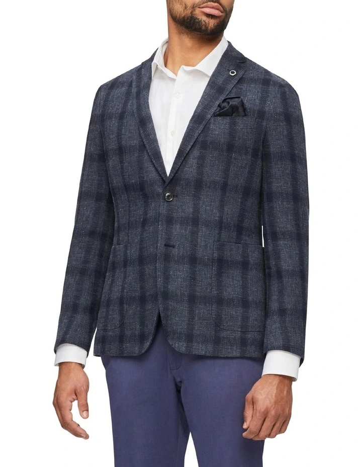 Van Heusen Black Label Large Window Pane Blazer In Navy 3 Van Heusen Black Label Large Window Pane Blazer In Navy