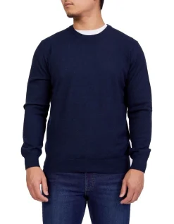 Henry Sartorial Cashmere Crew Neck Knit In Navy