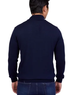 Henry Sartorial Merino 1/2 Zip Knit In Navy -Coats Sales Store 929270530 2 720x928