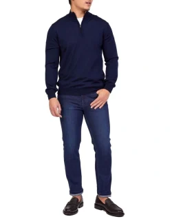 Henry Sartorial Merino 1/2 Zip Knit In Navy -Coats Sales Store 929270530 3 720x928