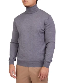 Henry Sartorial Merino Roll Neck In Grey