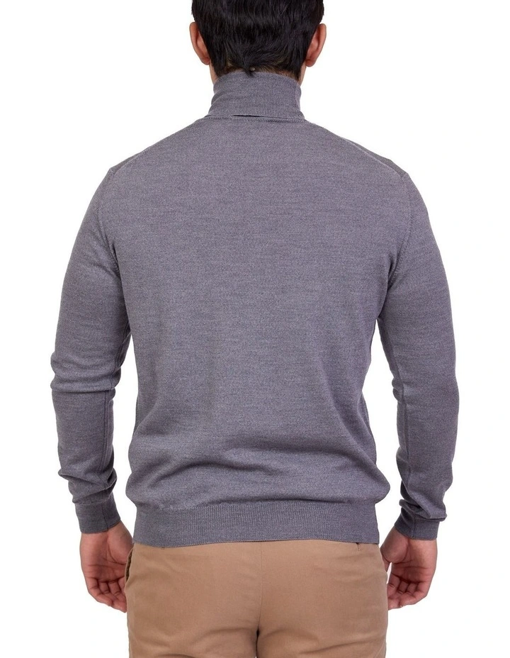 Henry Sartorial Merino Roll Neck In Grey 4 Henry Sartorial Merino Roll Neck In Grey - Image 2