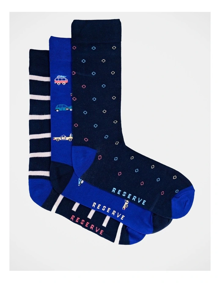 Reserve Cars Bamboo Fashion Socks 3 Pack 3 Reserve Cars Bamboo Fashion Socks 3 Pack